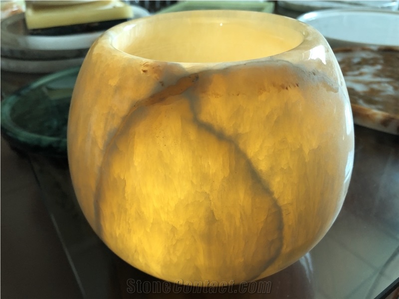 Customize Artificial Candle Holder, Alabaster Candle Jar
