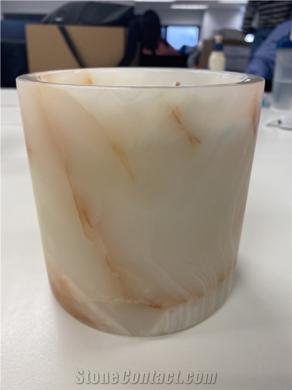 Customize Artificial Candle Holder, Alabaster Candle Jar