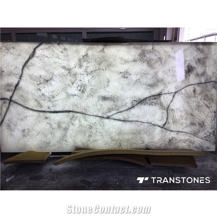 Grey Alabaster Marble Artificial Onyx Slab For Kitchen Wall