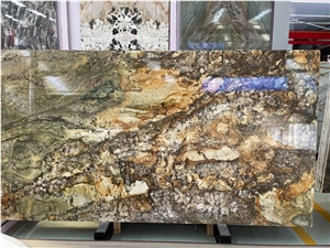 Brazil Shangri-La Golden Brown Granite Slab In China Market