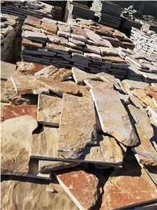 Beige Yellow Rusty Quartzite Crazy Pavers Flagstone Floor