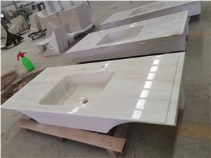 Popular Jade White Marble Vanity Top With Gold Vein