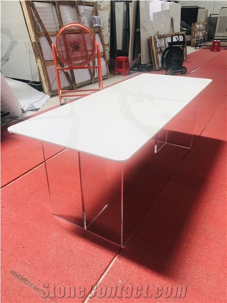 Sintered Stone Dining Table Acrylic Leg