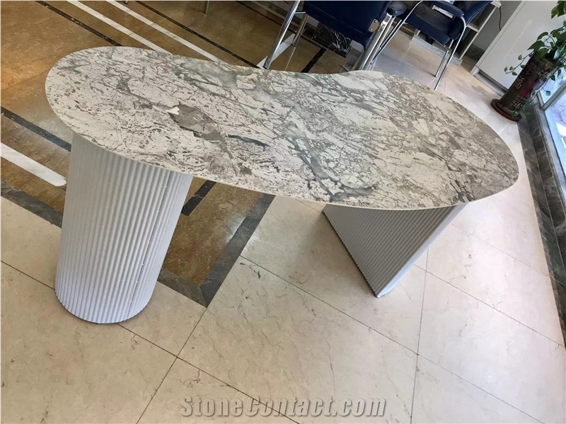 Sintered Stone Table Tops Metal Leg