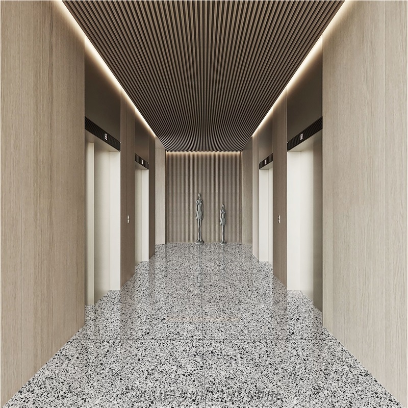 Black White Cement Terrazzo Floor Tiles