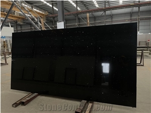 Hot Selling New Black Galaxy Quartz Slabs, Engineered Stone Slabs
