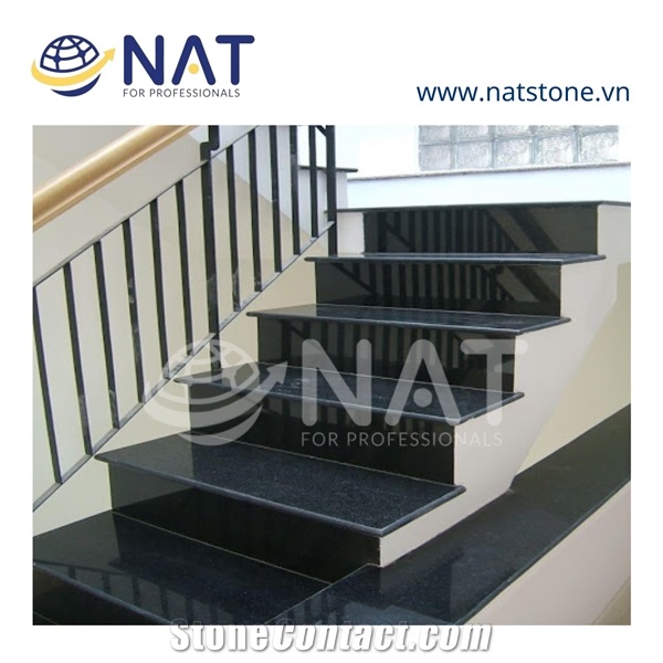 Vietnam Black Granite - Absolute Black Polished Stairs/Steps
