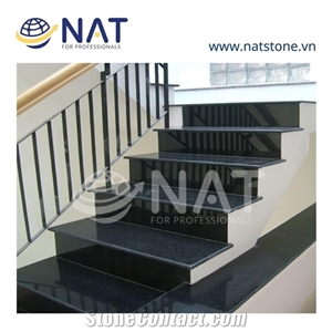 Vietnam Black Granite - Absolute Black Polished Stairs/Steps