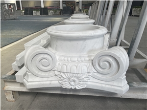 Ariston White Marble Column Base