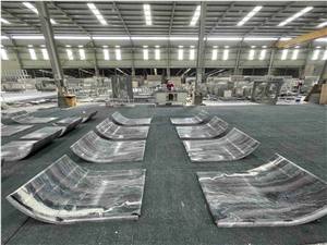 French Purple Marble-Landscape Purple Marble Curve Cut Arc Panel For Wall