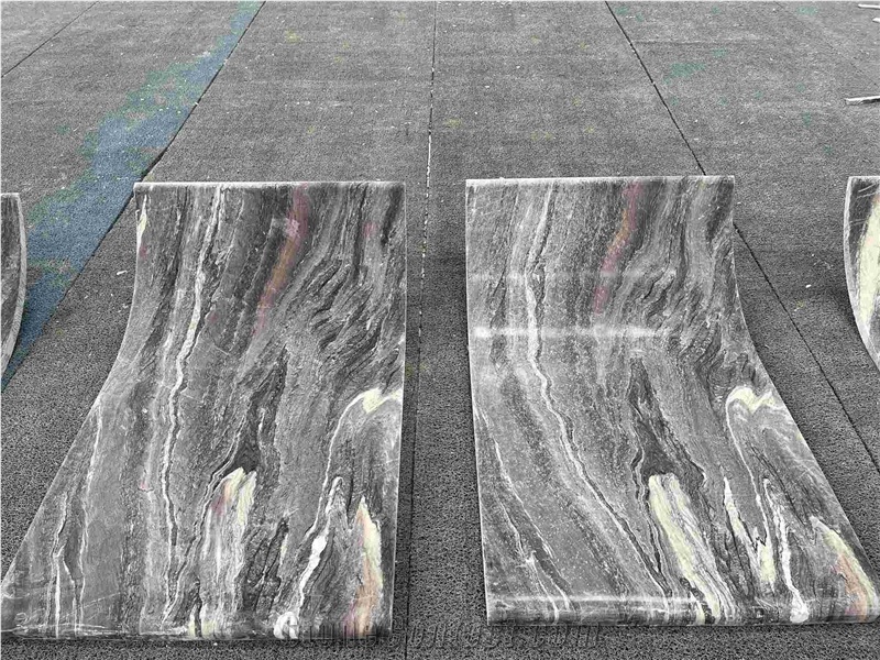 French Purple Marble-Landscape Purple Marble Curve Cut Arc Panel For Wall
