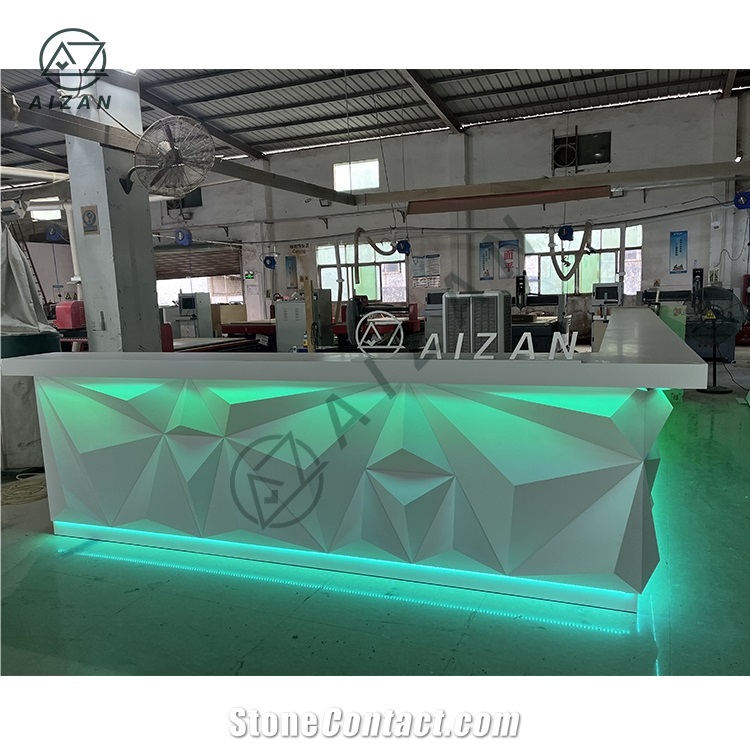 Artificial Marble Modern White Nightclub Bar Counter Custom
