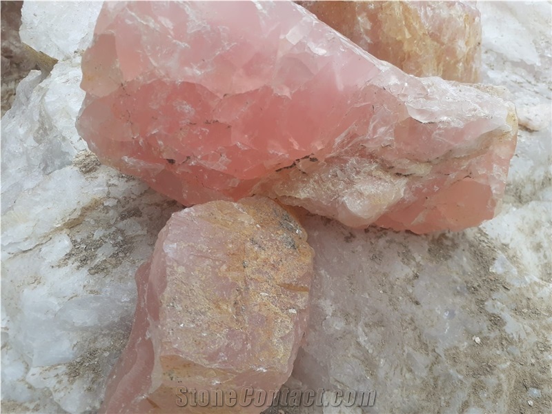 Pink Cristallo Quartzite Boulders, Rocks, Small Cobbles