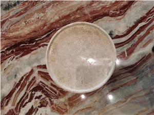 Stone Dining Accessories Beige Travertine Round Dishes Trays