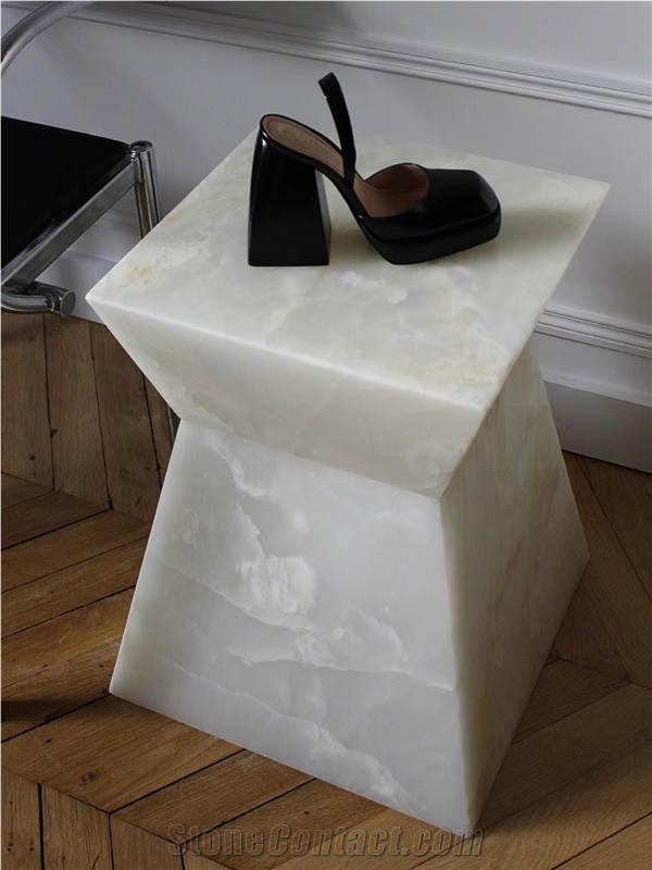 White Onyx Office Furniture Stone Restaurant Side Cafe Table
