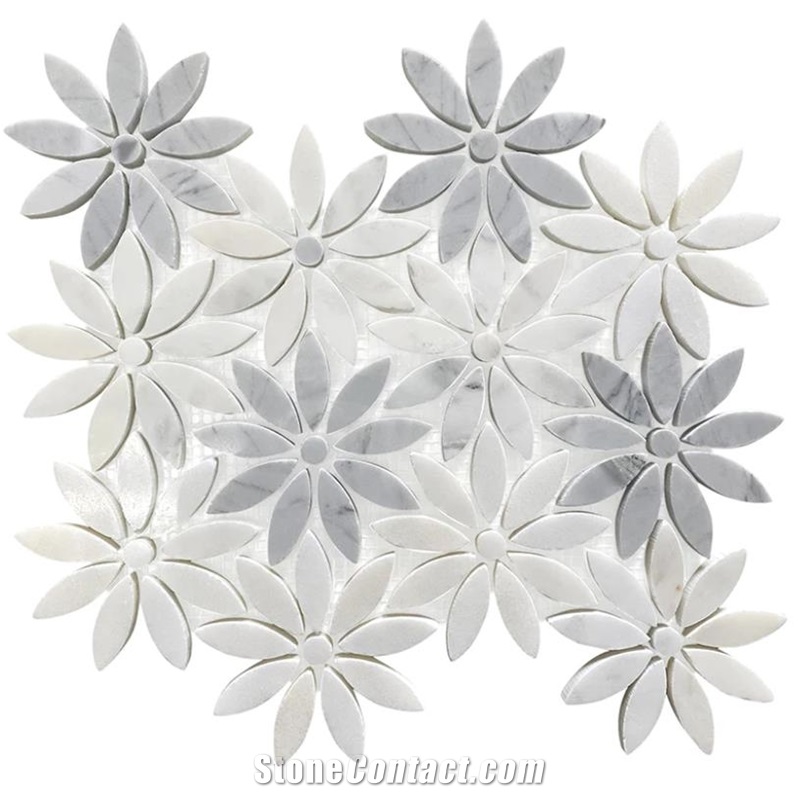 EASTERN WHITE AND BARDIGLIO FLOWER MARBLE TILE