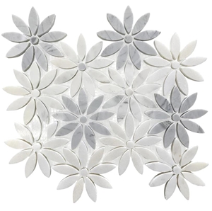 EASTERN WHITE AND BARDIGLIO FLOWER MARBLE TILE