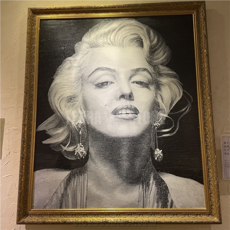 Marble Mosaic Mural Marilyn Monroe Portrait Painting