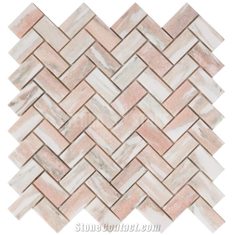 Norwegian Rose Linear Red Marble Mosaic Wall Tiles