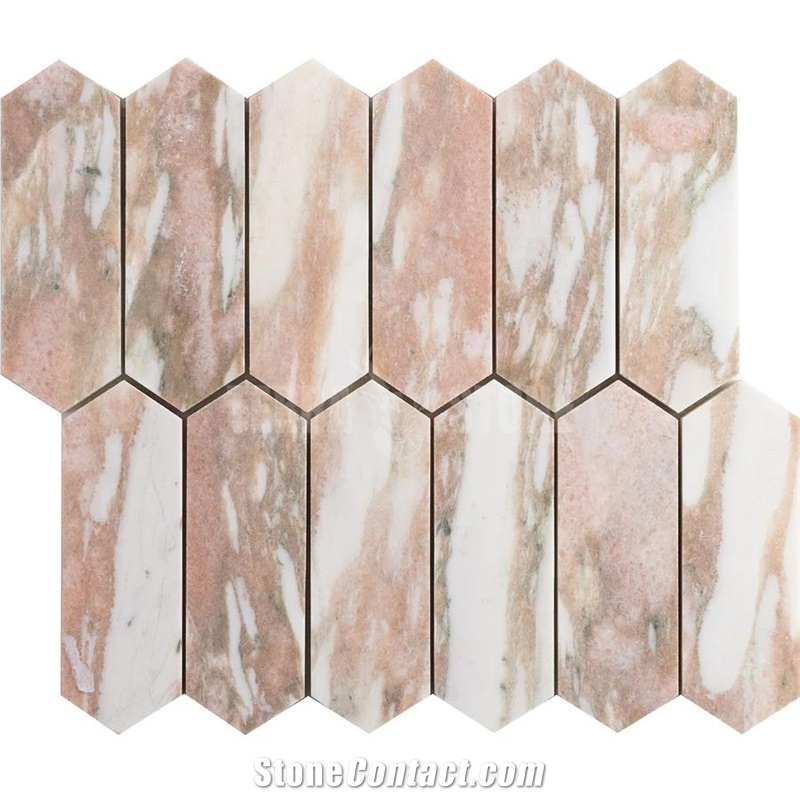 Norwegian Rose Marble Diamond Mosaic Bathroom Wall Tile