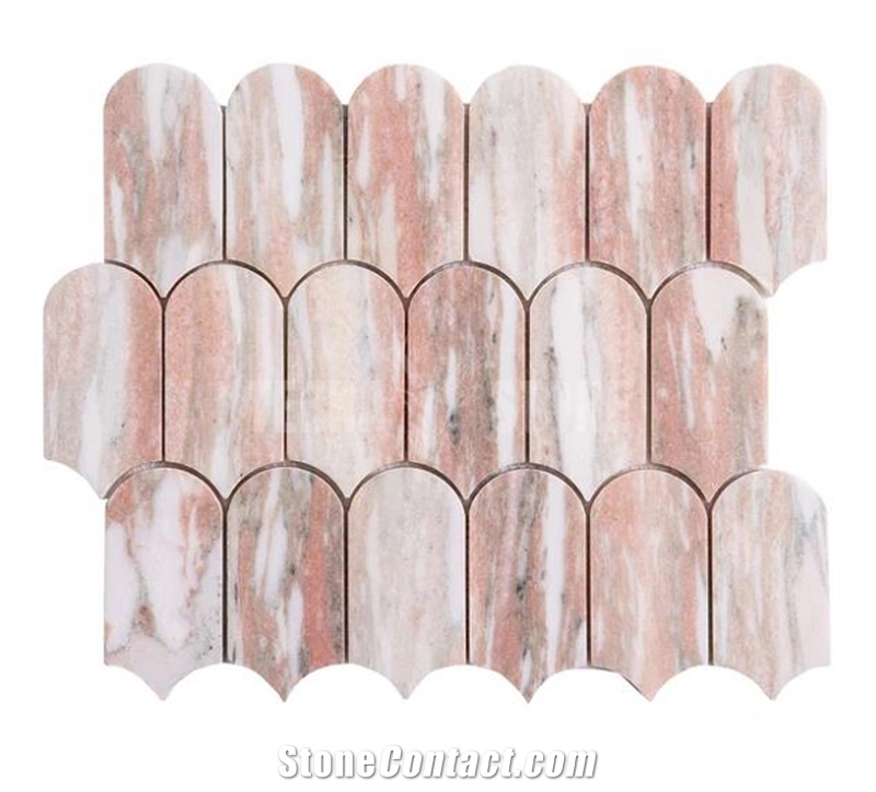 Norwegian Rose Mosaic Pink Marble Arch Pattern 254X304x10mm