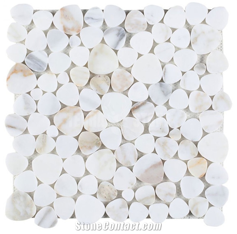 Pebble/Heart Pattern Marble Moaic White Black Mosaics