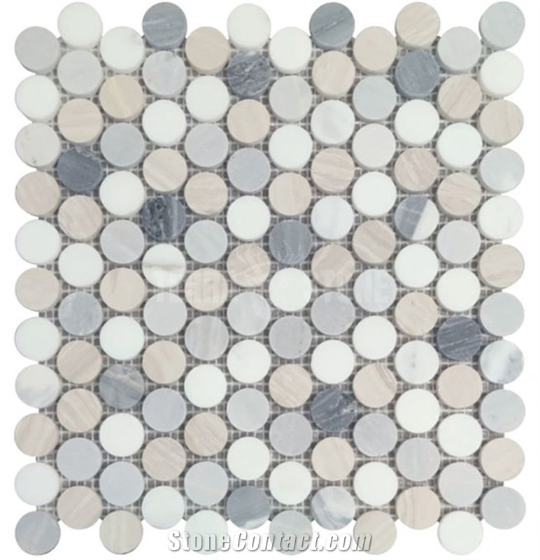 Penny Round Marble Mosaic Gray Stone Floor Mosaics Tiles