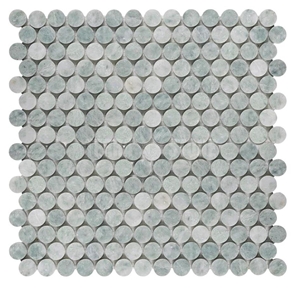 Penny Round Orient Green Marble Mosaic 305X305x10mm