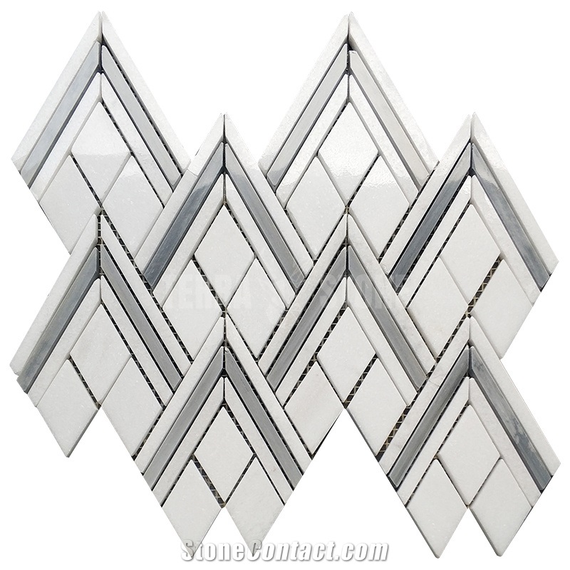 Triangle Marble Mosaic Thassos White Kitchen Backsplash