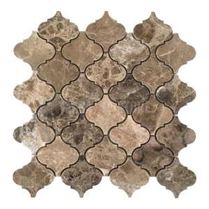 Turkey Emperador Light Marble Arabesque Lantern Mosaic Tiles