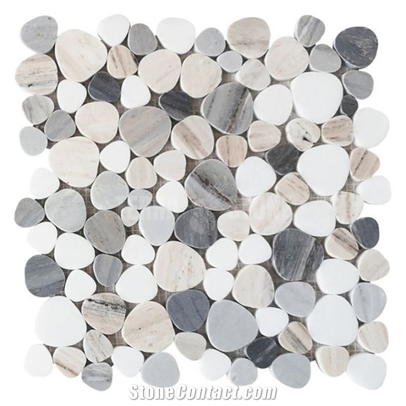 White Gray Black Marble Pebble Mosaic Heart Shape Mosaics