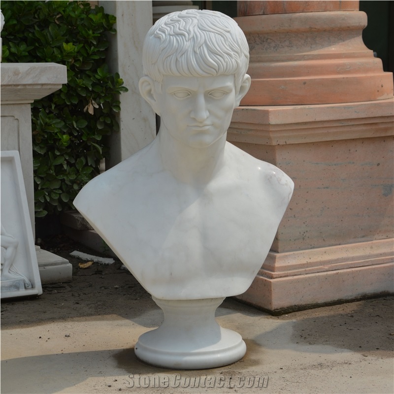 Custom Made Man Bust In White Marble For Interior Decoration