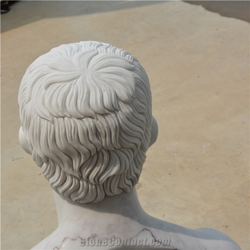 Custom Made Man Bust In White Marble For Interior Decoration