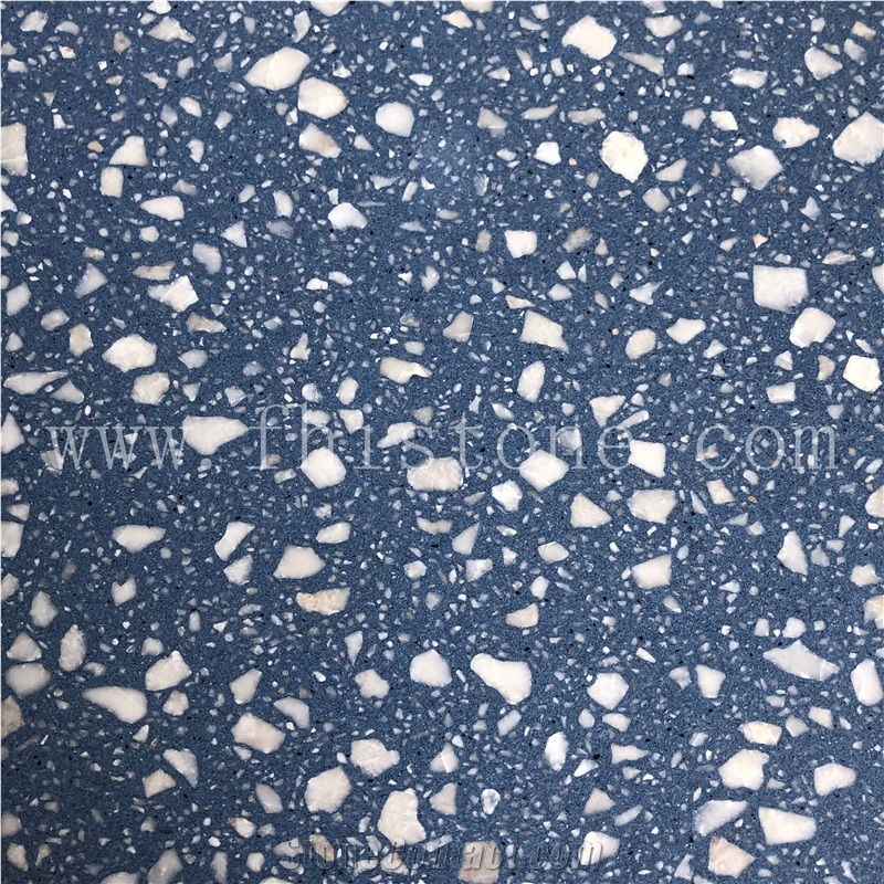 Sky Blue Terrazzo With White Marble Chips Blue Terrazzo Slab