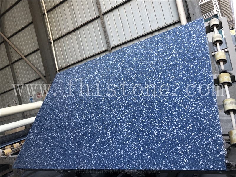Sky Blue Terrazzo With White Marble Chips Blue Terrazzo Slab