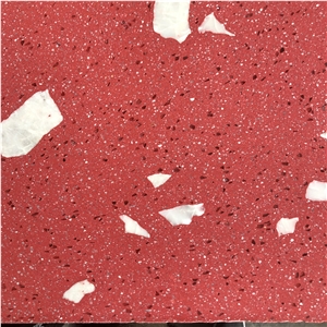 Red Terrazzo With White Marble Chips