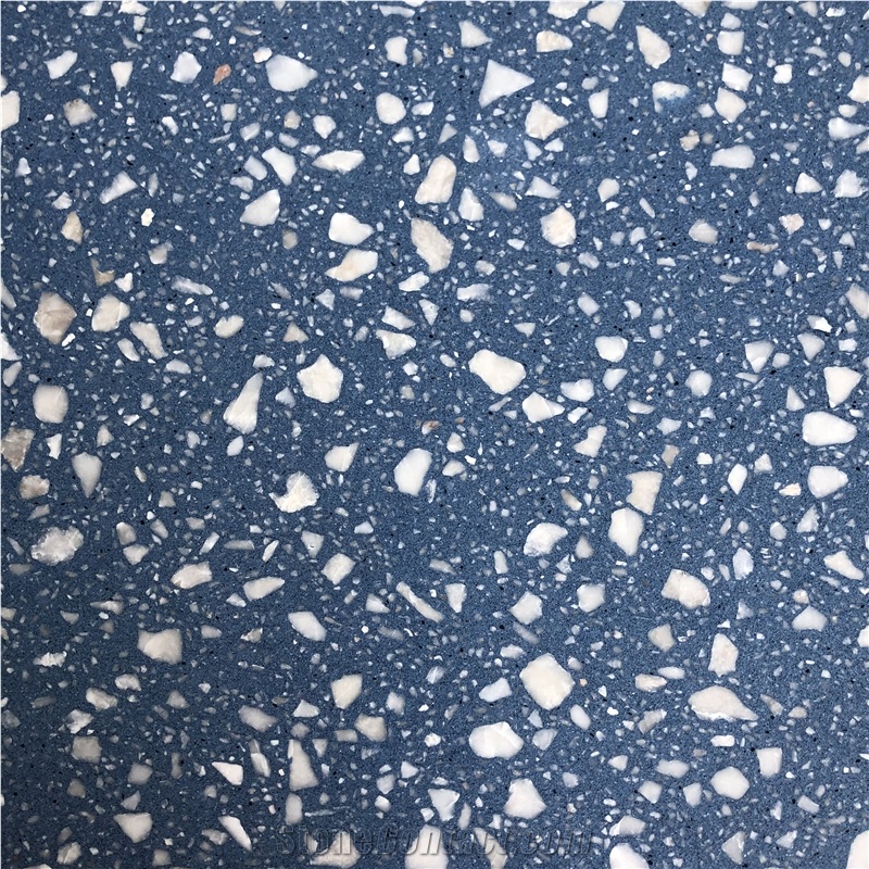 Sky Blue Terrazzo With White Marble Chips Blue Terrazzo Slab
