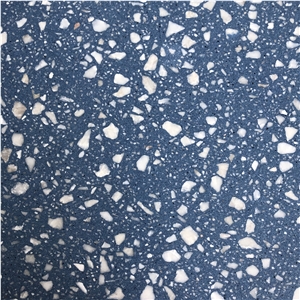 Sky Blue Terrazzo With White Marble Chips Blue Terrazzo Slab
