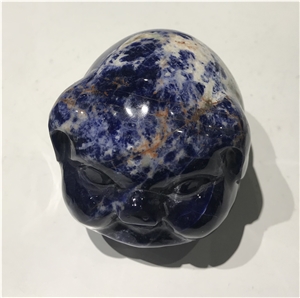 Pig Figure Carved Blue Sodalite Stone, Animal Sculpture Stoneworks Stone Gifts