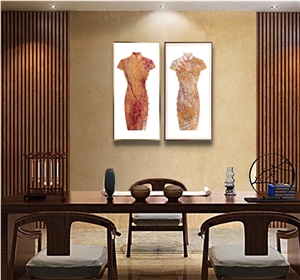 Stone Artwork Stone Carved Gift Cheongsam Marble Waterjet