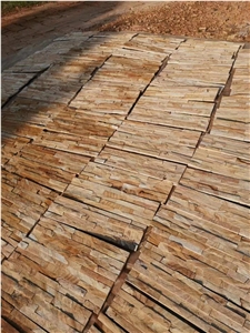 Yellow Teakwood Cultural Stone Ledgerstone Wall Cladding