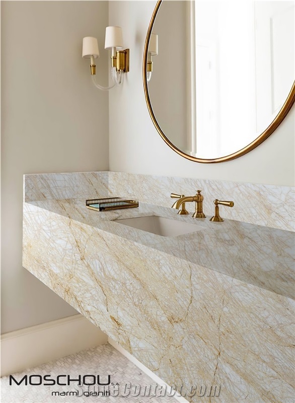 Golden Spider Marble Bathroom Counter Top