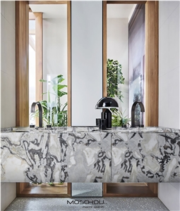 Karibib Fantasy Marble-Dover White Marble Bath Top