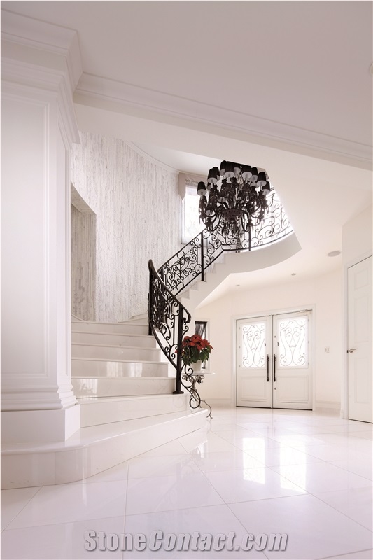 Sivec White Marble Staircase- Steps And Risers