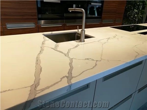 White Quartz Stone Kitchen Worktops, Kitchen Countertop