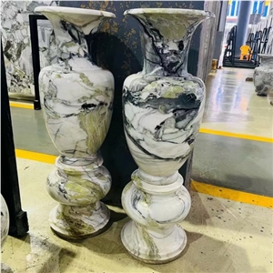 White Beauty Marble Cold Ice Jade Green Stone Flower Vases