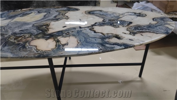 Factory Wholesale Natural Da Vinci Marble Oval Coffee Table