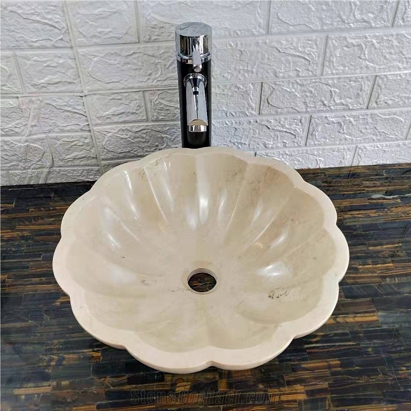 Natural Marble Pumpkin Shape Handmade Sink