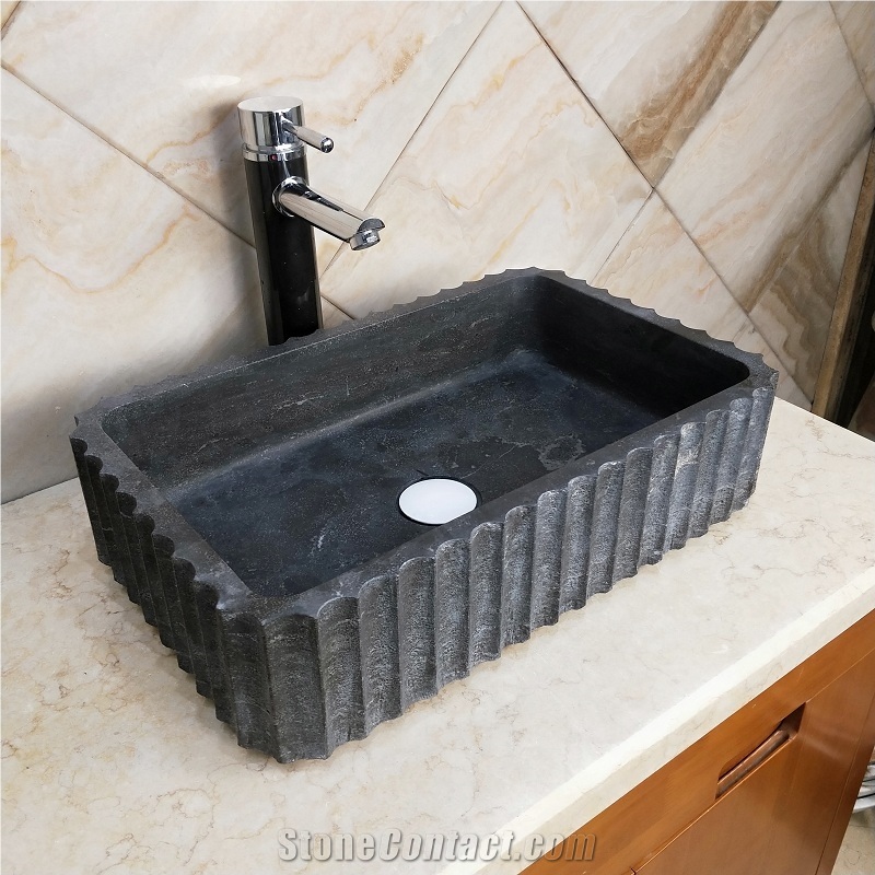 Natural Wash Basin Black Marble Sink
