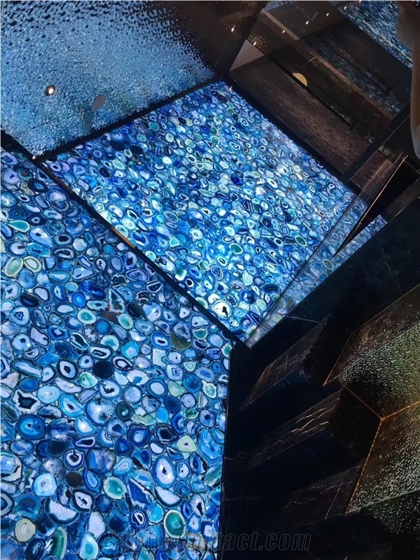 Blue Agate Slab Floor,Semiprecious Stone